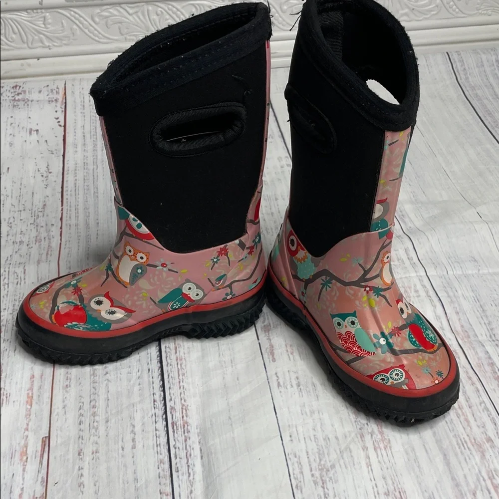 Oaki Kids' Pink and Black Rain Boots